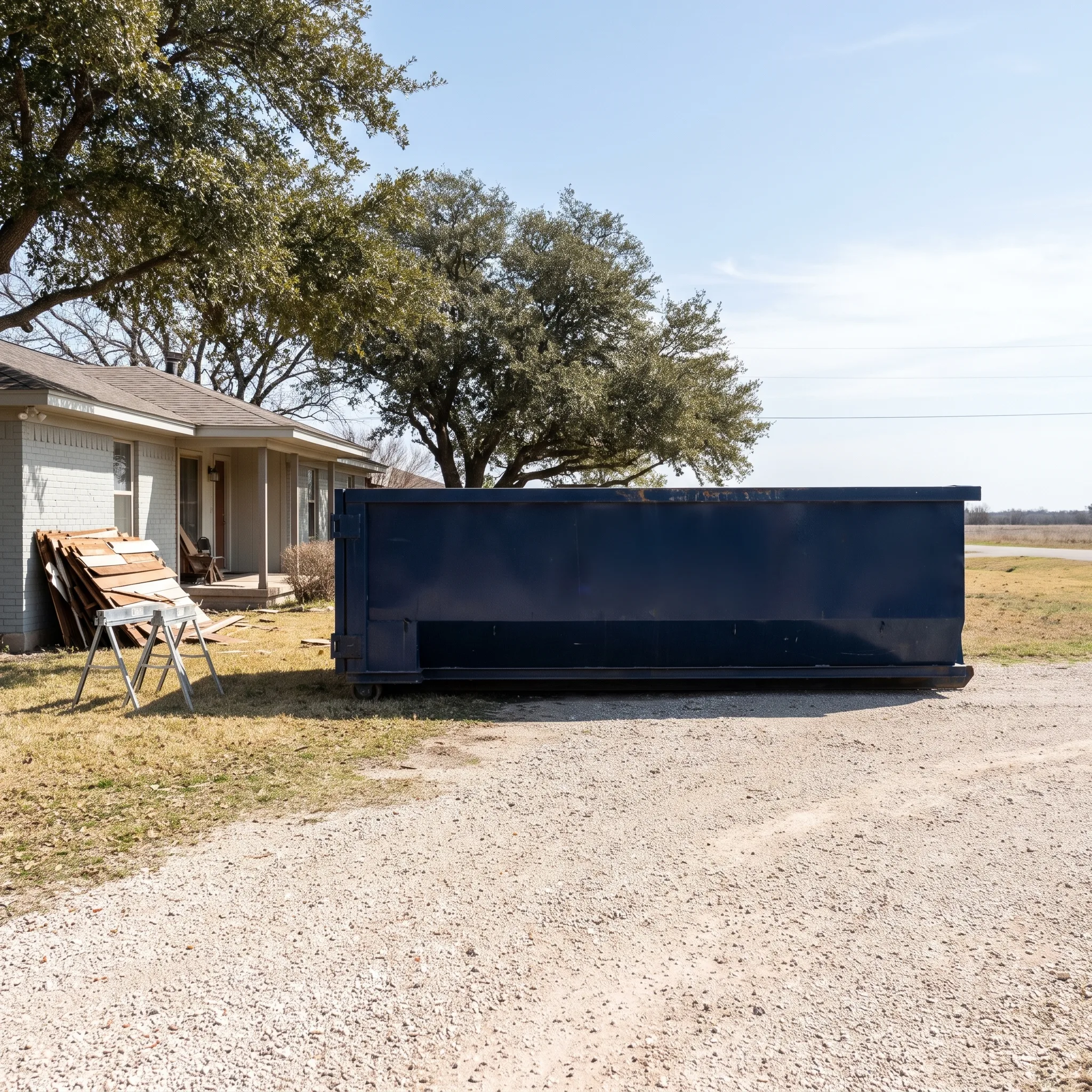 Dumpster on a Brazoria County, TX job site